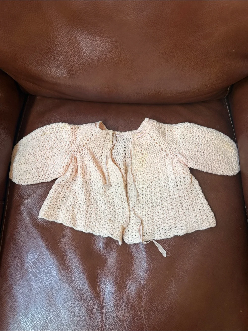 1950’s Handcrafted Cream Knit Baby Cardigan - Soft Crochet Sweater